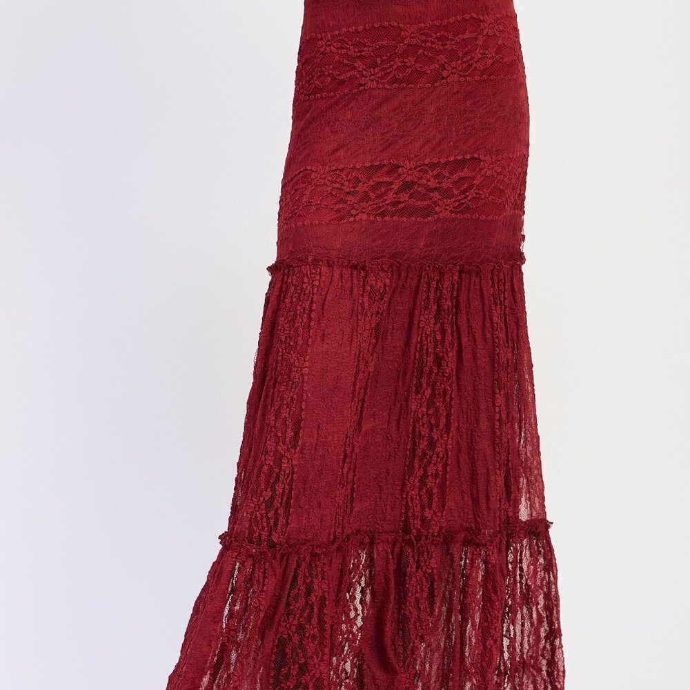 Red Lace Maxi Skirt - Picture 4 of 6
